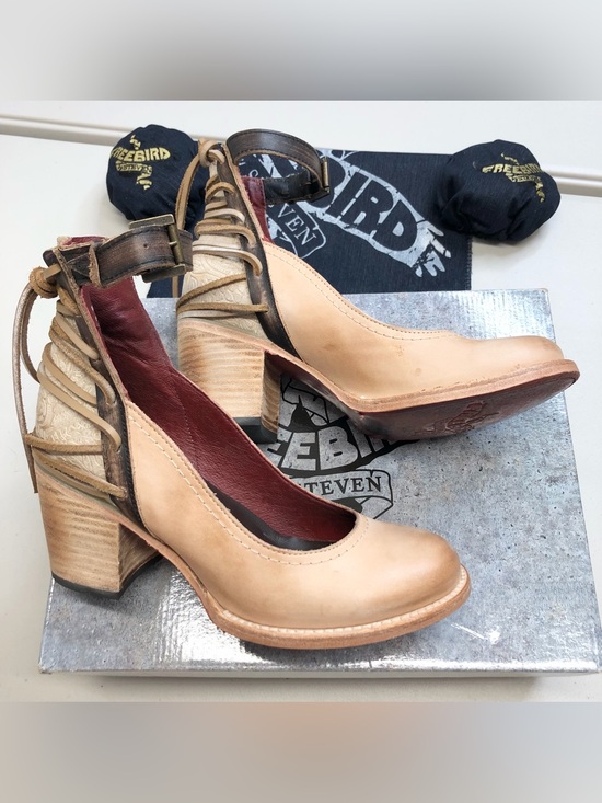 Freebird by Steven Shoes - Freebird by Steven Raeanne Mary Jane Heel Boot Taupe Color Ankle Strap Size 8